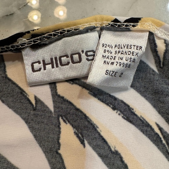 CHICO Stylish Black White Patterned Top size MEDIUM - Picture 3 of 3